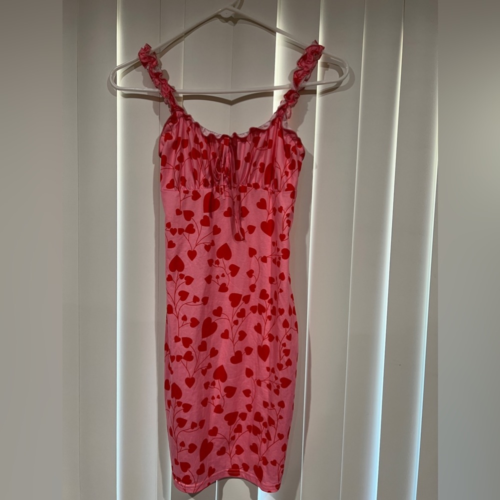 Pink and red heart strap dress